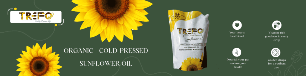 Organic unrefined 100% pure cold-pressed sunflower oil